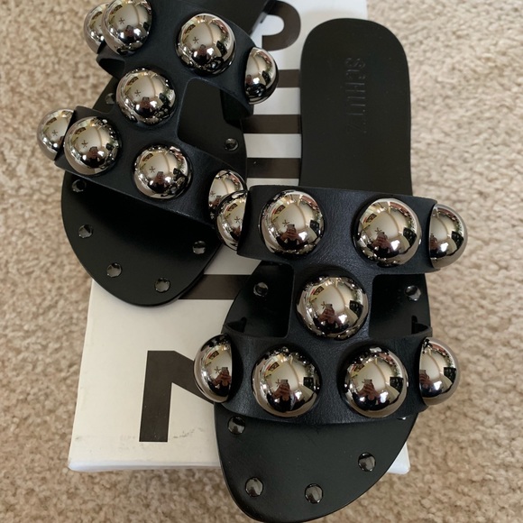 schutz benedita studded sandals